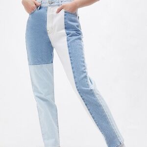 PacSun Two-Tone Blue and White Straight Leg Jeans Mom Jean